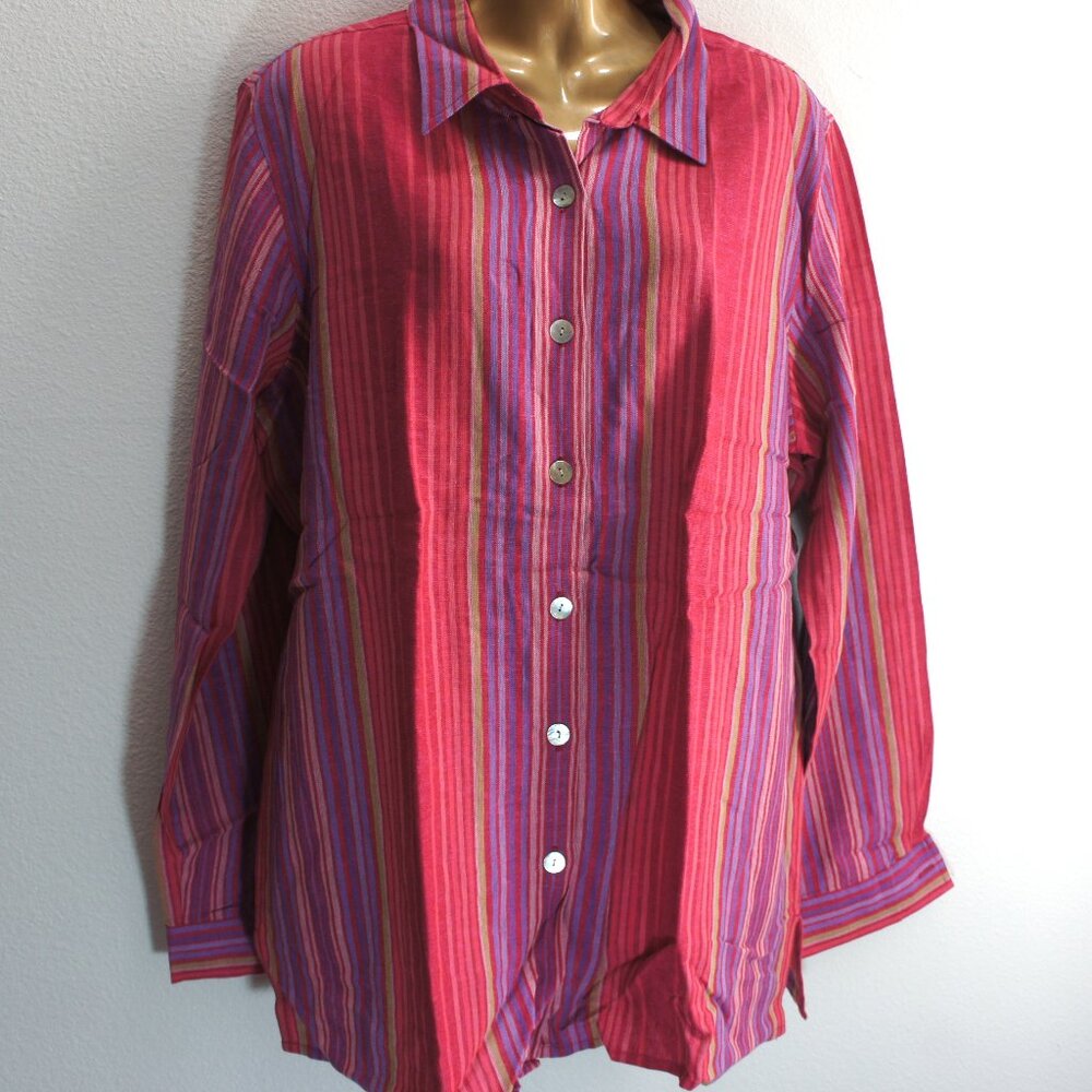 Coldwater creek linen blend tunic blouse shirt size L NWOTS